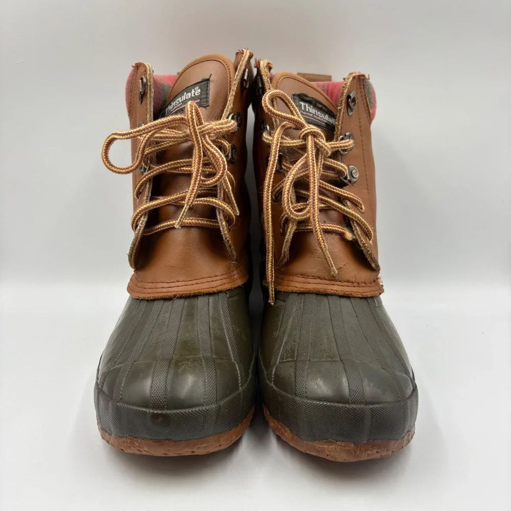 Rod & Gun Duck Boots Mens Brown Green Thinsulate Plaid VTG Insulated Rain Snow